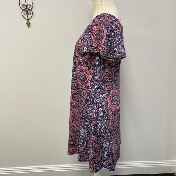 Signature by Robbie Bee Women's Dress - Pink and Blue Paisley- Size S - EUC - Picture 4 of 9